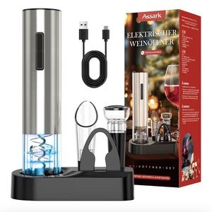 Electric Wine Opener Set - Silver and Black